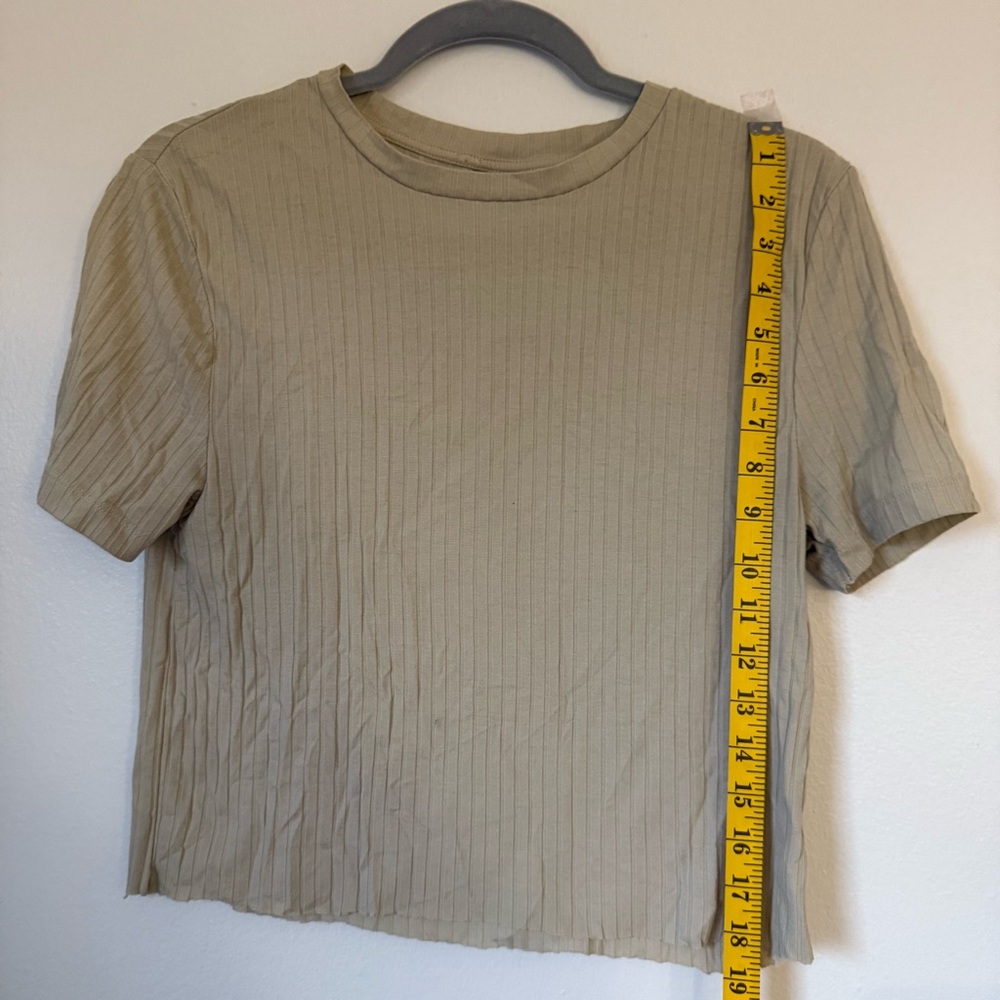 Casual Beige Ribbed Women's Top